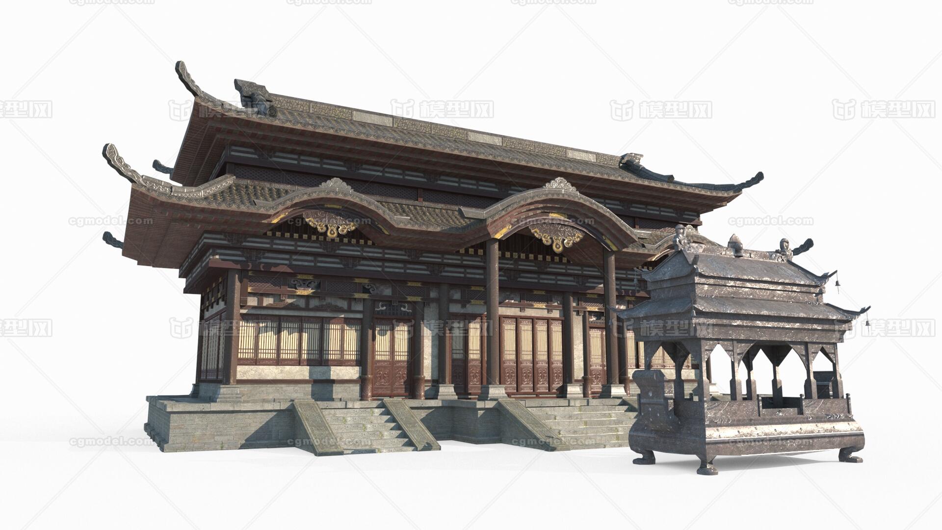大型古建筑寺庙宫殿祭祀模型-历史建筑模型库-3ds Max(.max)模型下载-cg模型网