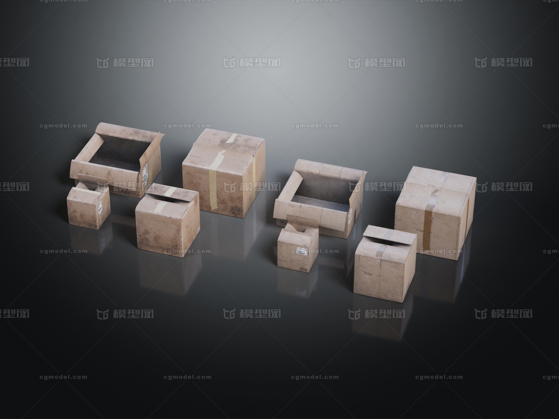 物流箱 快递箱 包裹箱 纸箱 物品箱 货品箱 货箱 容器 生模型-其他模型库-3ds Max(.max)模型下载-cg模型网