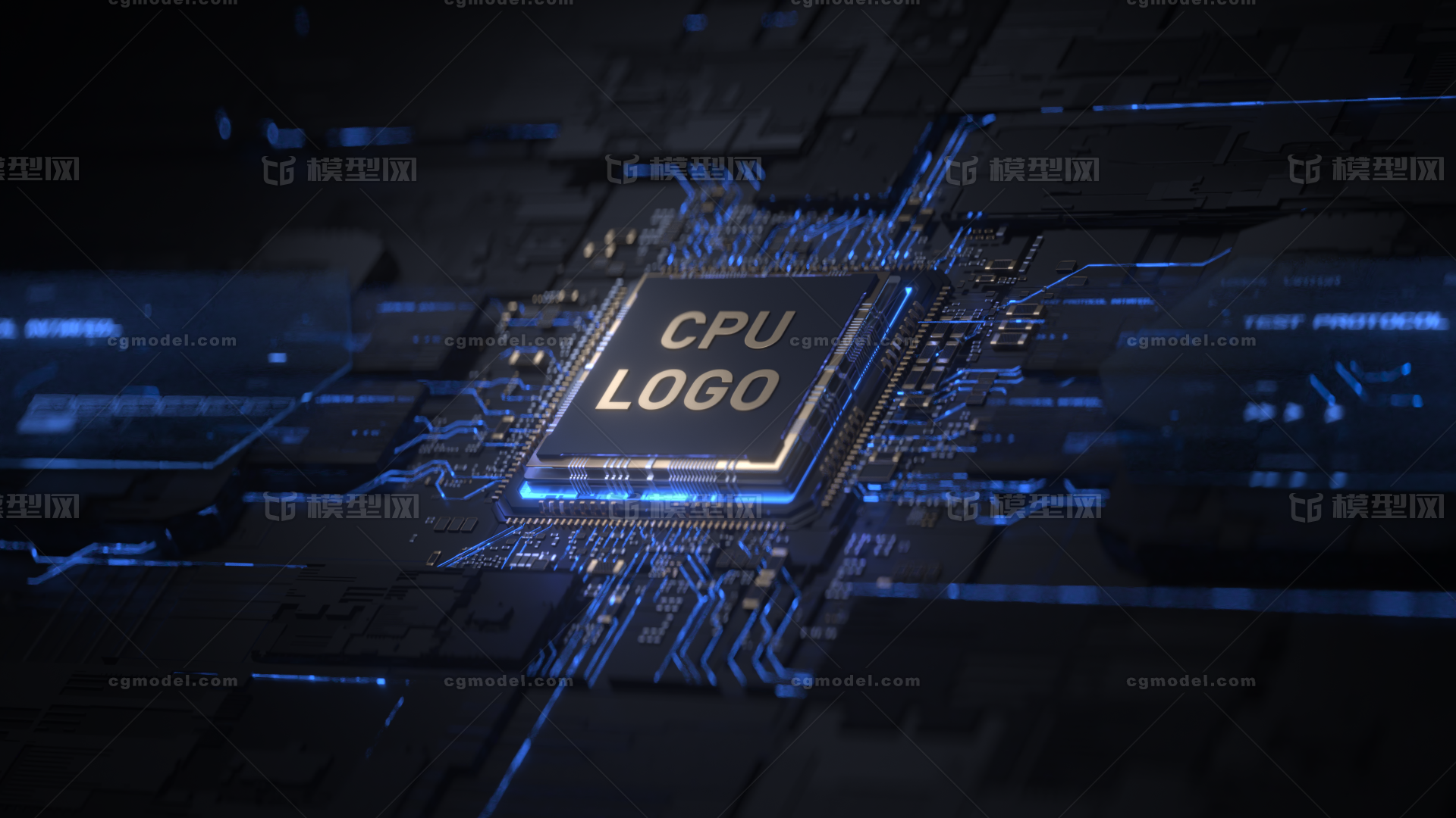 CPU 芯片模型-蓝色模型库-Cinema 4D(.c4d)模型下载-cg模型网