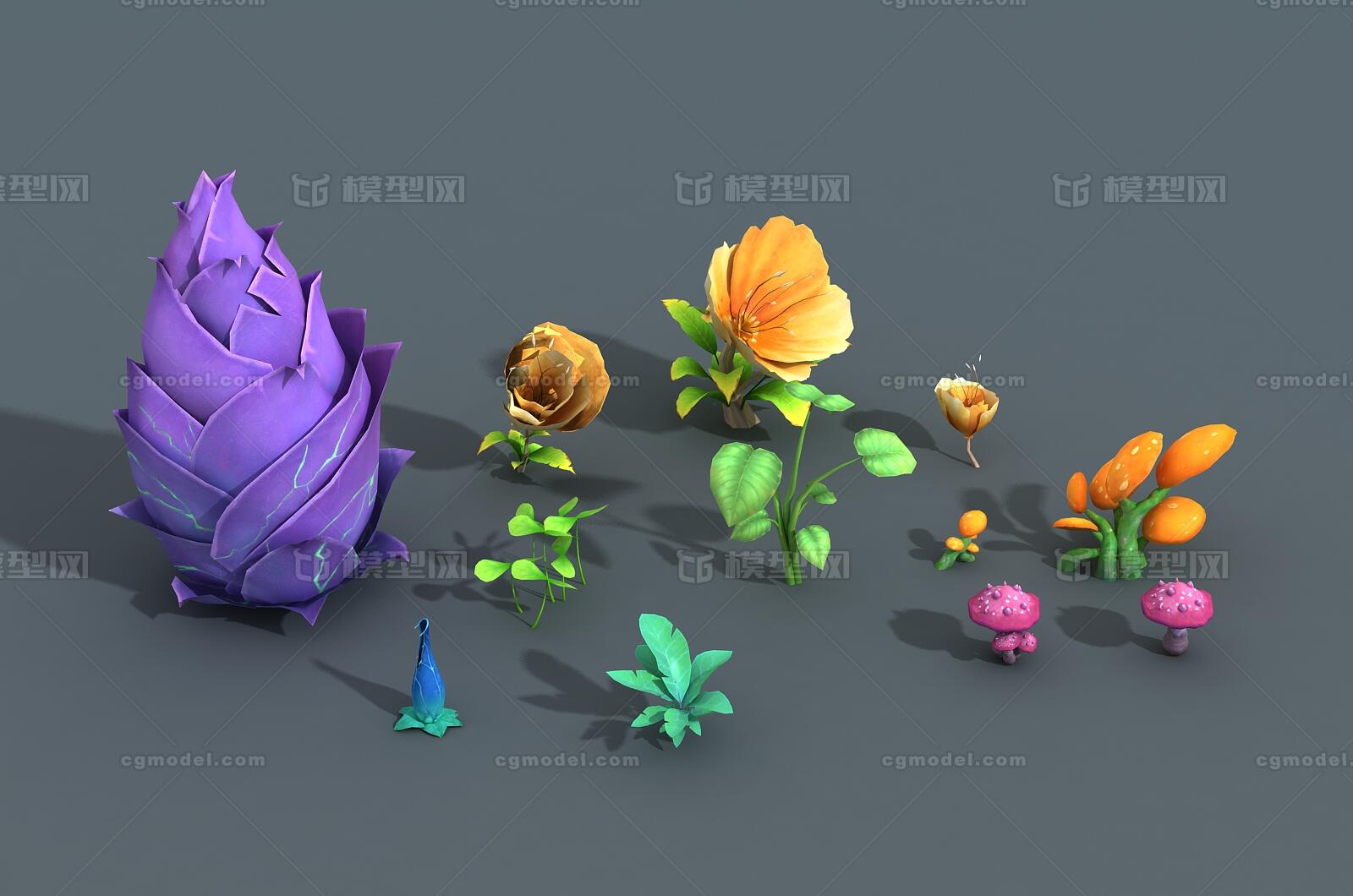 卡通 植物模型-花卉模型库-FBX(.fbx)模型下载-cg模型网
