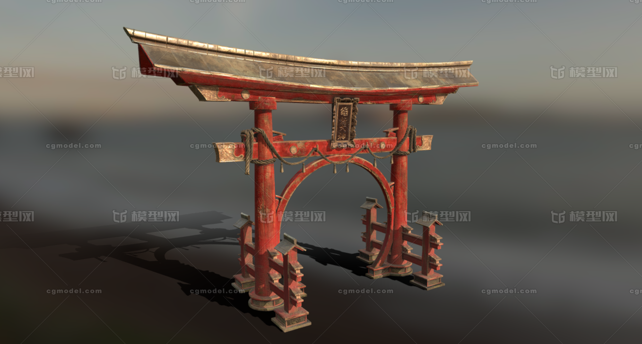 鸟取门 日式牌坊模型-场景部件模型库-FBX(.fbx)模型下载-cg模型网