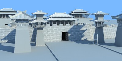 秦朝城门楼 秦朝城墙模型-历史建筑模型库-3ds Max(.max)模型下载-cg模型网