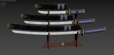 刀架 武士刀模型-冷兵器模型库-3ds Max(.max)模型下载-cg模型网