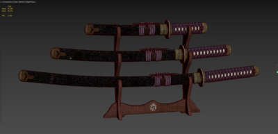 刀架 武士刀模型-冷兵器模型库-3ds Max(.max)模型下载-cg模型网