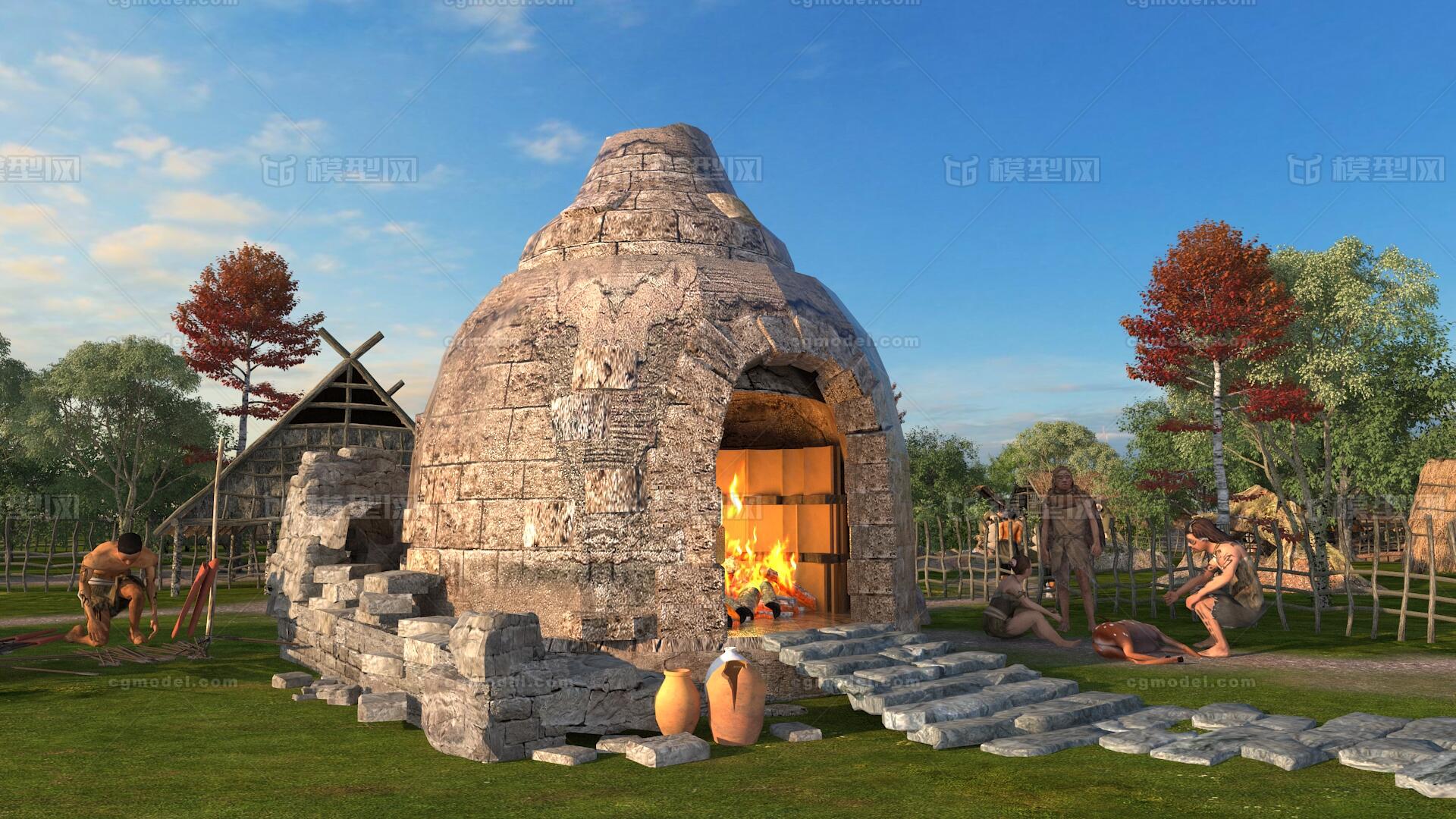 烧窑 烧制瓦片模型-古代场景模型库-3ds Max(.max)模型下载-cg模型网