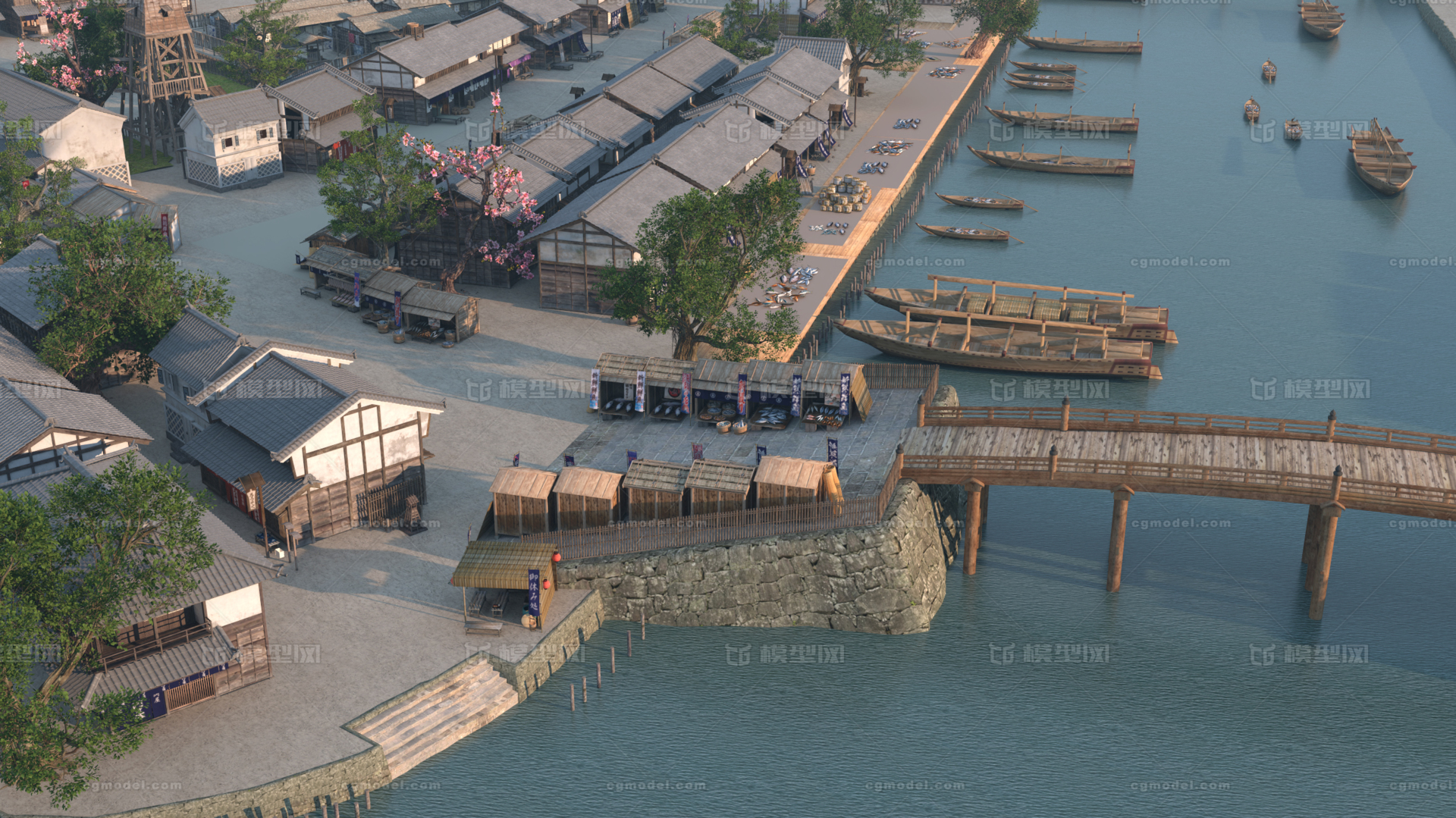古建 渔村模型-古代场景模型库-3ds Max(.max)模型下载-cg模型网