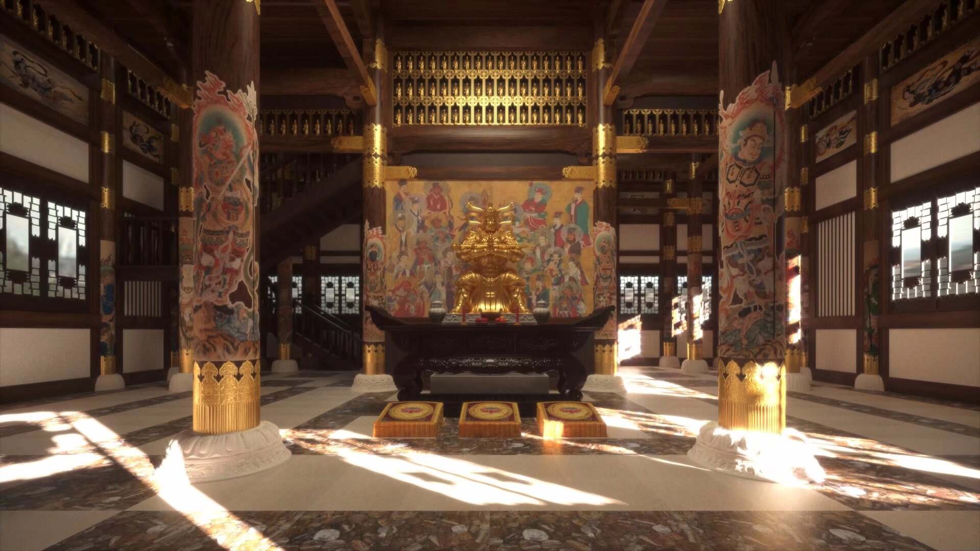 一座寺院的室内部分场景（韦驮殿）模型 - 场景/空间/建筑 - 作品模型 - CG模型网
