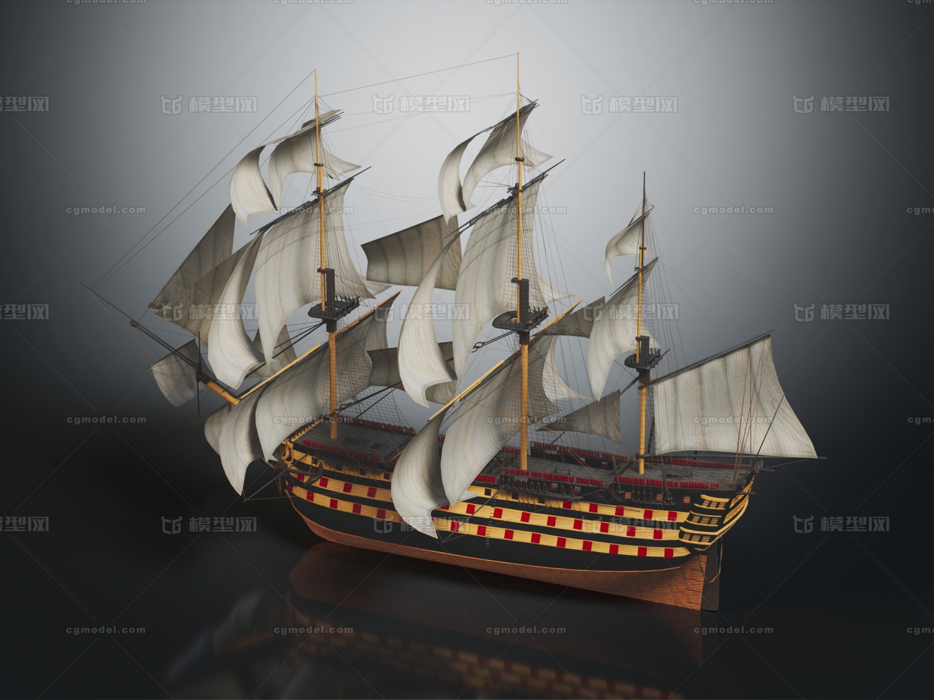 古船 古代帆船模型-古代船/仿古船模型库-3ds Max(.max)模型下载-cg模型网