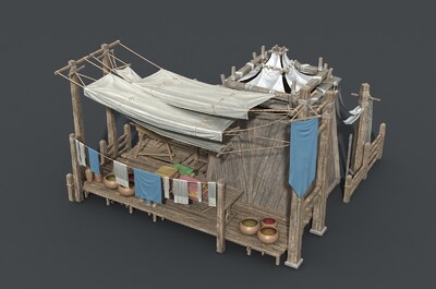 卡通 古代纺织铺模型-场景部件模型库-FBX(.fbx)模型下载-cg模型网