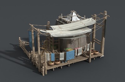 卡通 古代纺织铺模型-场景部件模型库-FBX(.fbx)模型下载-cg模型网