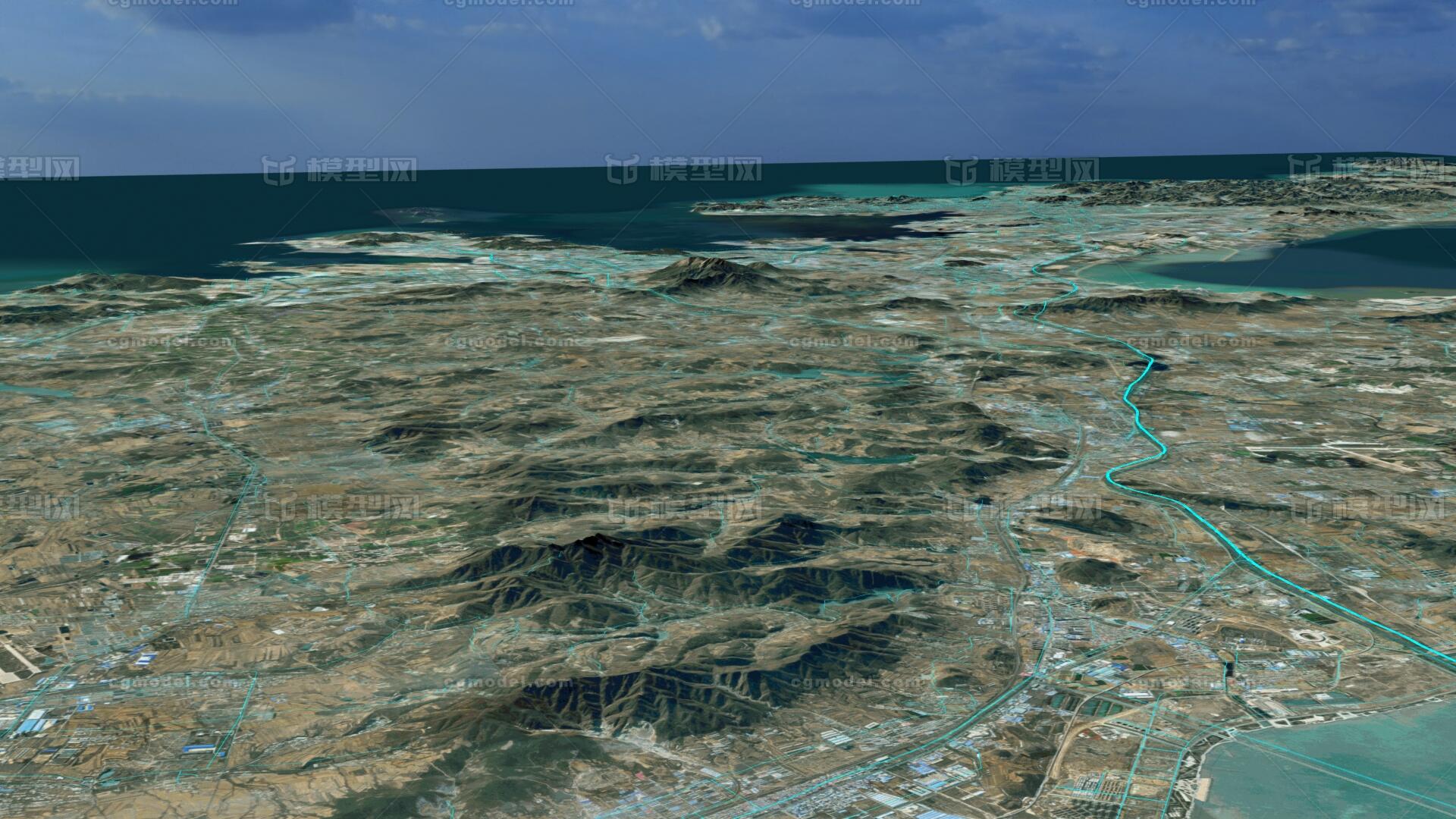 大连市地形山脉道路3d模型模型-现代场景模型库-3ds Max(.max)模型下载-cg模型网