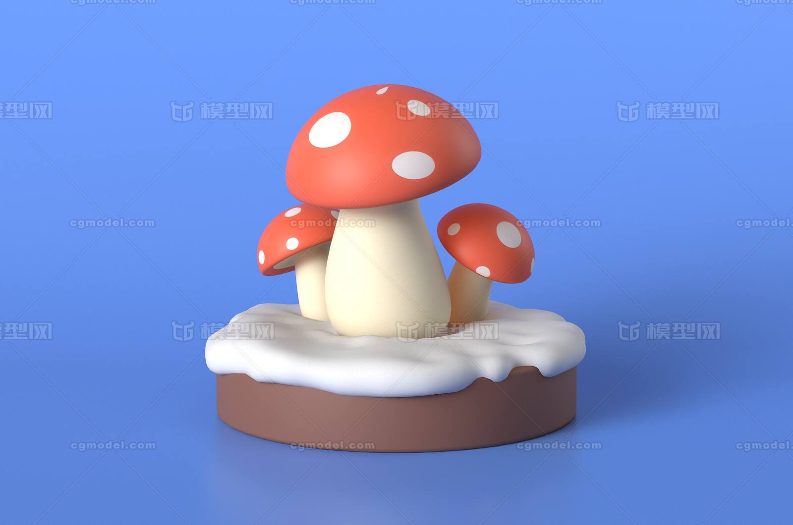 Q版蘑菇 卡通蘑菇模型-水果蔬菜模型库-Cinema 4D(.c4d)模型下载-cg模型网