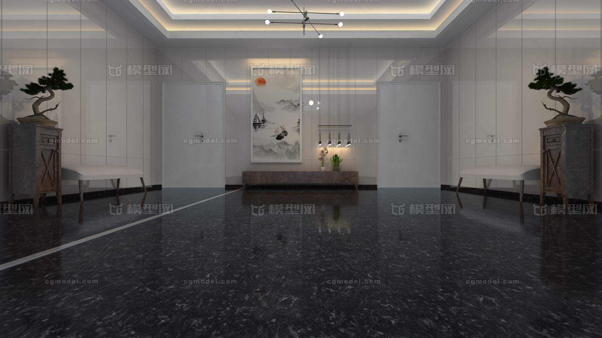 酒店大厅 酒店大堂模型-现代场景模型库-3ds Max(.max)模型下载-cg模型网