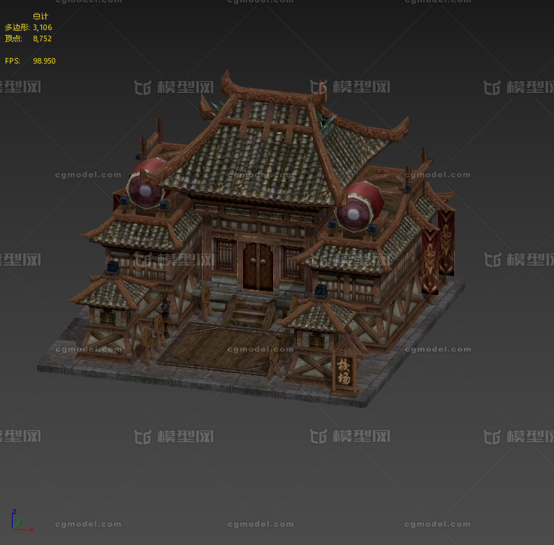 中国古代建筑 校场模型-古代场景模型库-3ds Max(.max)模型下载-cg模型网