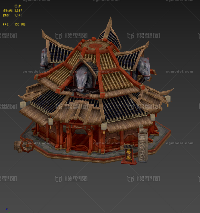 中国古建筑 马厩模型-古代场景模型库-3ds Max(.max)模型下载-cg模型网
