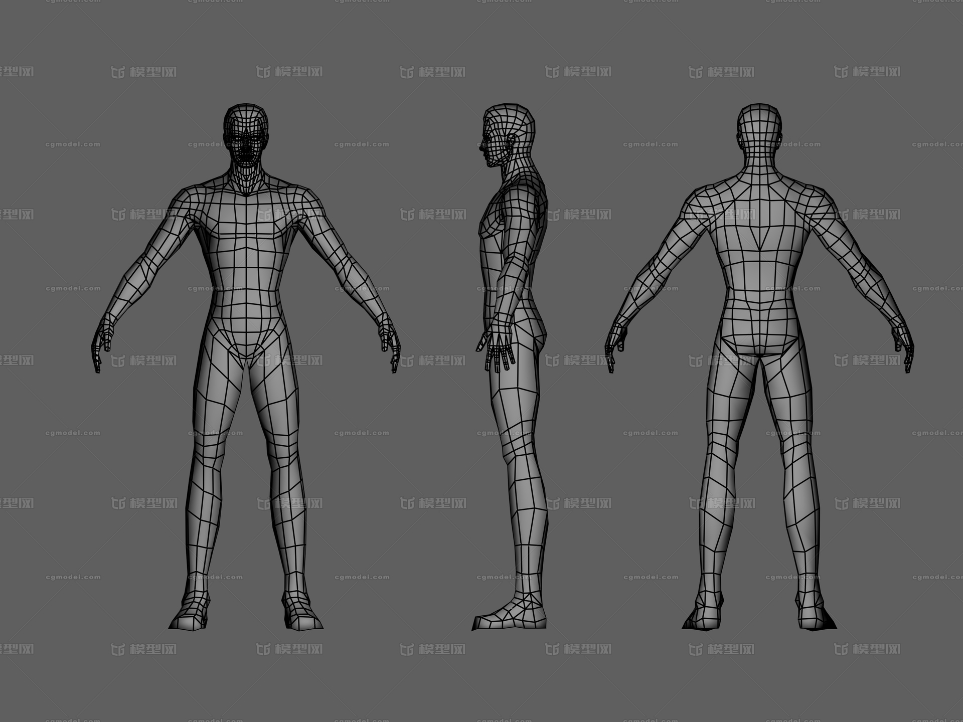 基础男模人体 男性帅哥模型-男人模型库-3ds Max(.max)模型下载-cg模型网
