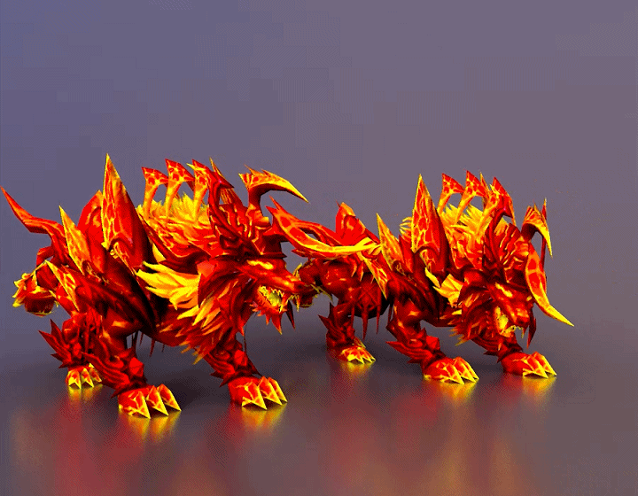 动画 赤炎魔狼模型-神话/幻想模型库-FBX(.fbx)模型下载-cg模型网