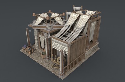 卡通 古代商铺模型-场景部件模型库-FBX(.fbx)模型下载-cg模型网