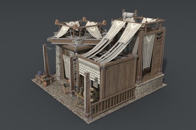 卡通 古代商铺模型-场景部件模型库-FBX(.fbx)模型下载-cg模型网