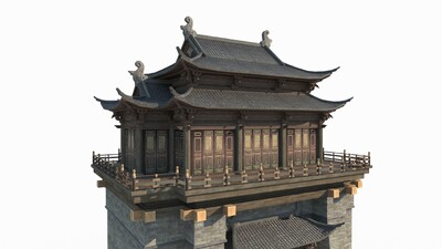 古建筑大型城门城楼模型-历史建筑模型库-3ds Max(.max)模型下载-cg模型网