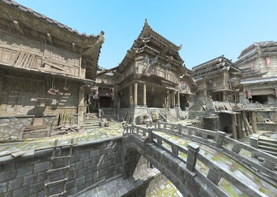 古代建筑3dmax 河道古建模型-场景部件模型库-FBX(.fbx)模型下载-cg模型网