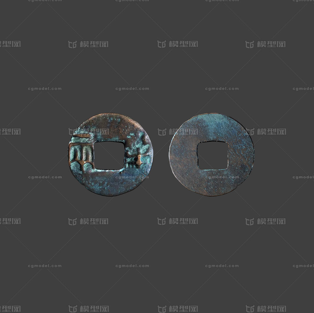 秦半两 半两铜币模型-文物器皿模型库-3ds Max(.max)模型下载-cg模型网