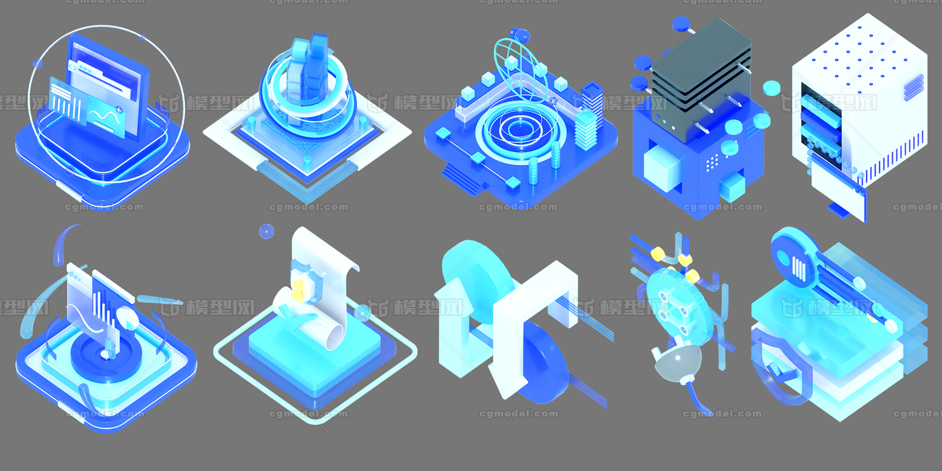 3DUI 3d插画模型-广告场景模型库-Maya(.ma/.mb)模型下载-cg模型网
