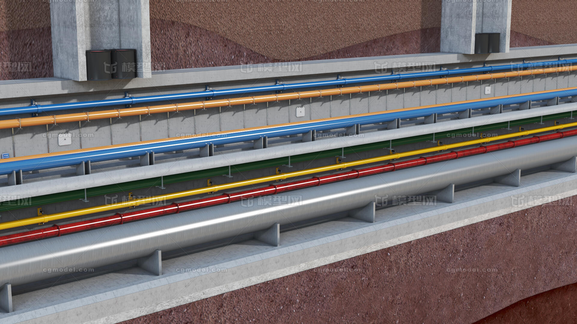 综合管廊 地下管廊模型-现代场景模型库-3ds Max(.max)模型下载-cg模型网