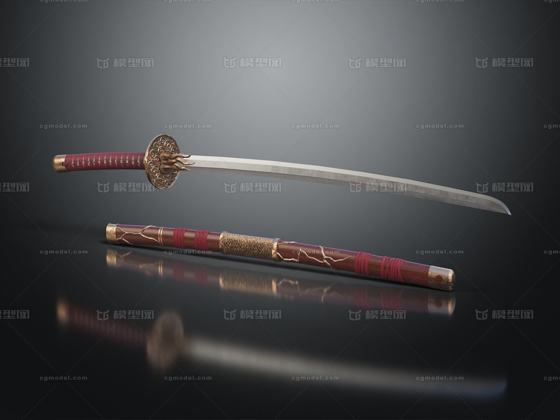 武士刀 日本武士刀模型-冷兵器模型库-3ds Max(.max)模型下载-cg模型网