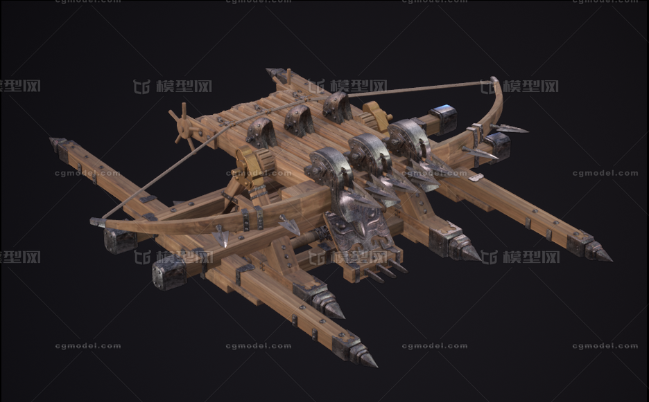 古代攻城弩 弓弩车模型-冷兵器模型库-Blender(.blend)模型下载-cg模型网