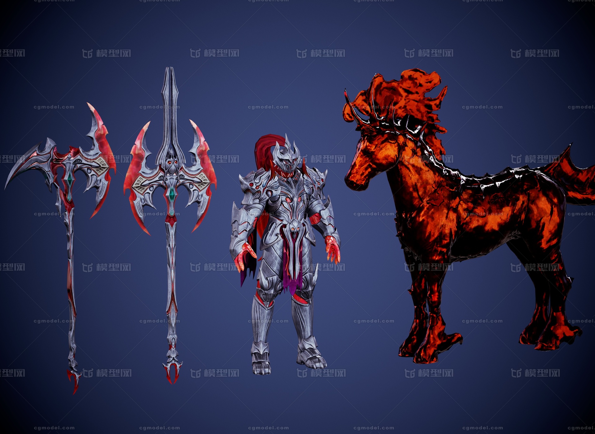 次世代魔皇鬼王邪神领主 狂战士魔吕布鬼典韦武神将军模型-男人模型库-3ds Max(.max)模型下载-cg模型网