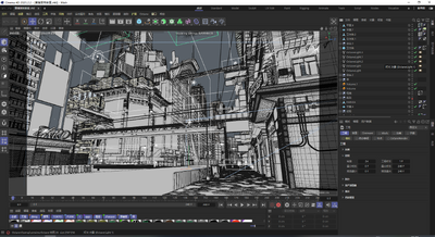 赛博朋克街道模型-科幻场景模型库-Cinema 4D(.c4d)模型下载-cg模型网