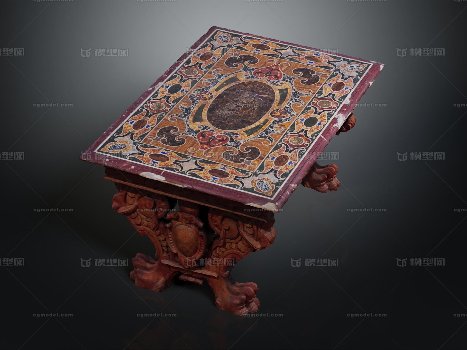 大理石面木桌 老式木桌模型-桌椅模型库-3ds Max(.max)模型下载-cg模型网
