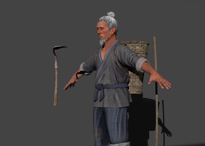农民 古代老头模型-老人-男模型库-FBX(.fbx)模型下载-cg模型网