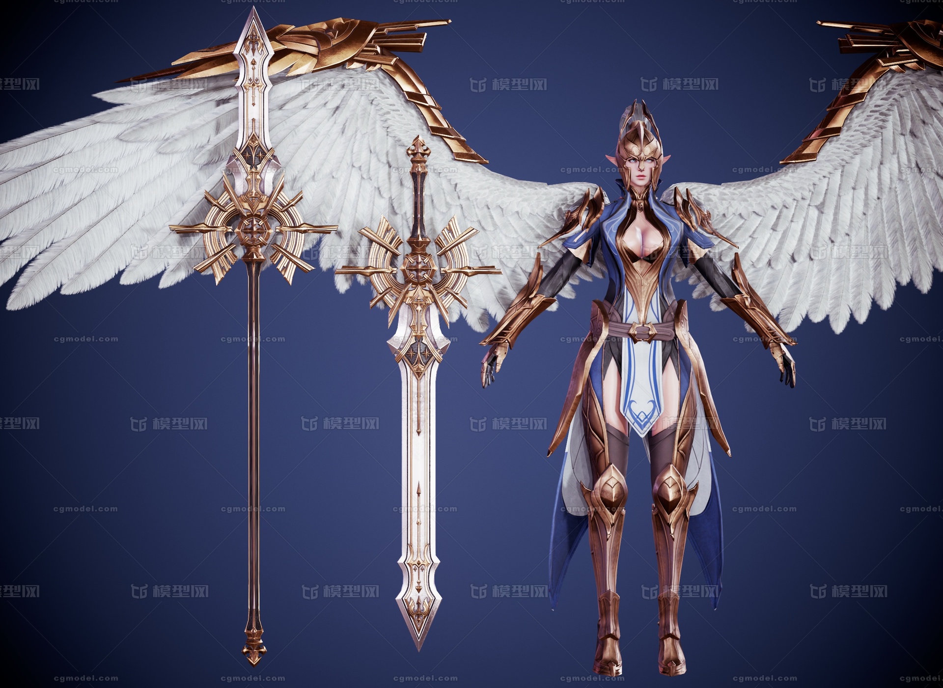 次世代天使战姬女武神精灵战士 中世纪神圣骑士性感御姐美女武将模型-女人模型库-3ds Max(.max)模型下载-cg模型网