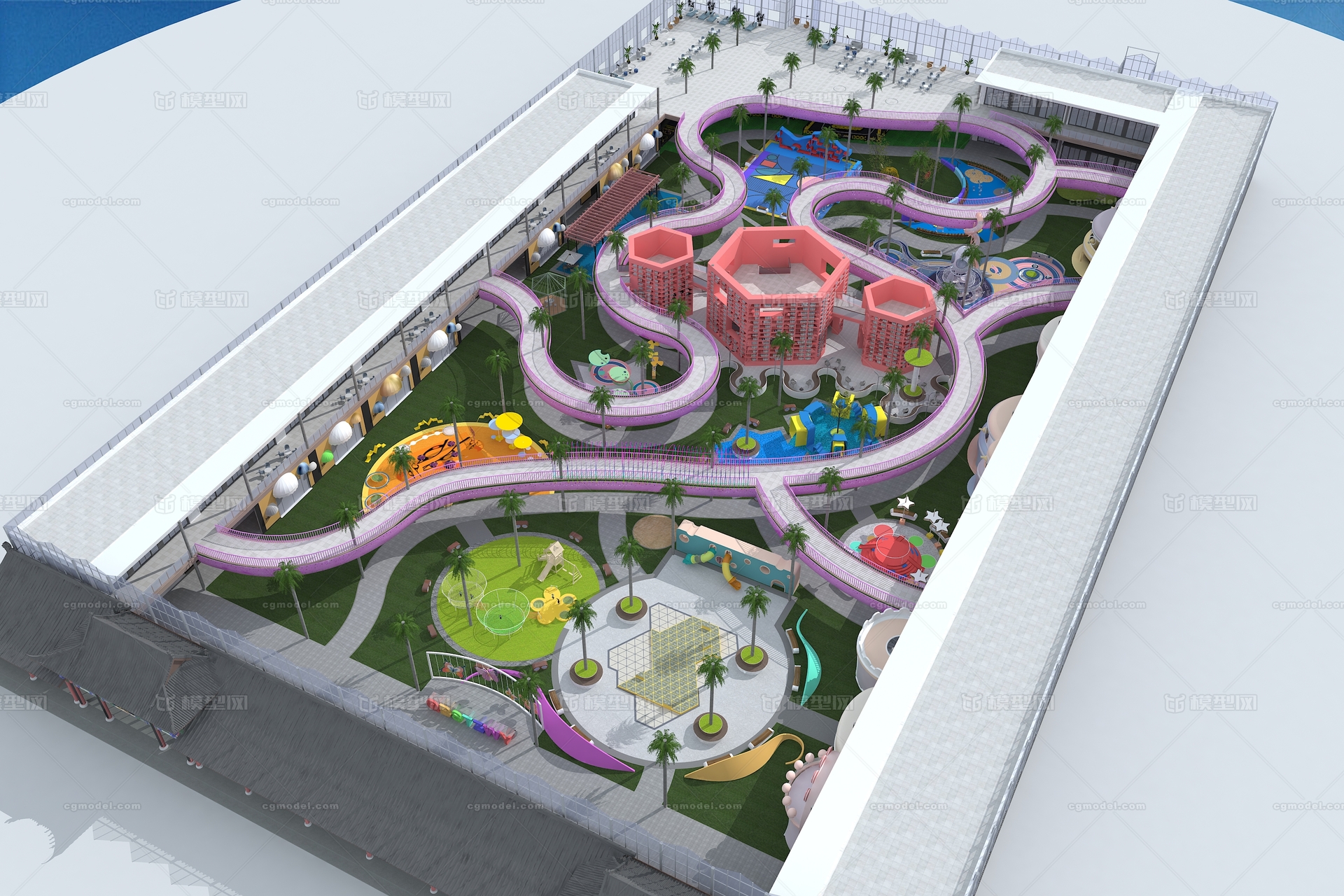 室内儿童乐园模型-现代场景模型库-3ds Max(.max)模型下载-cg模型网