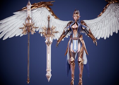 次世代天使战姬女武神精灵战士 中世纪神圣骑士性感御姐美女武将模型-女人模型库-3ds Max(.max)模型下载-cg模型网