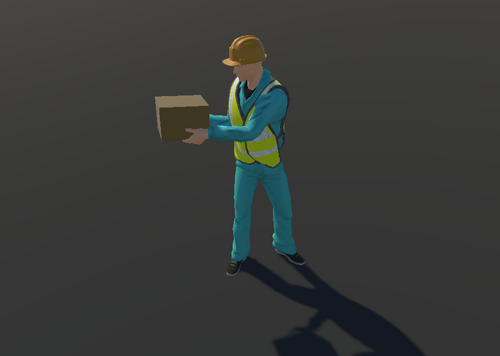 工人搬箱子 穿着安全服的工人传递东西循环动画