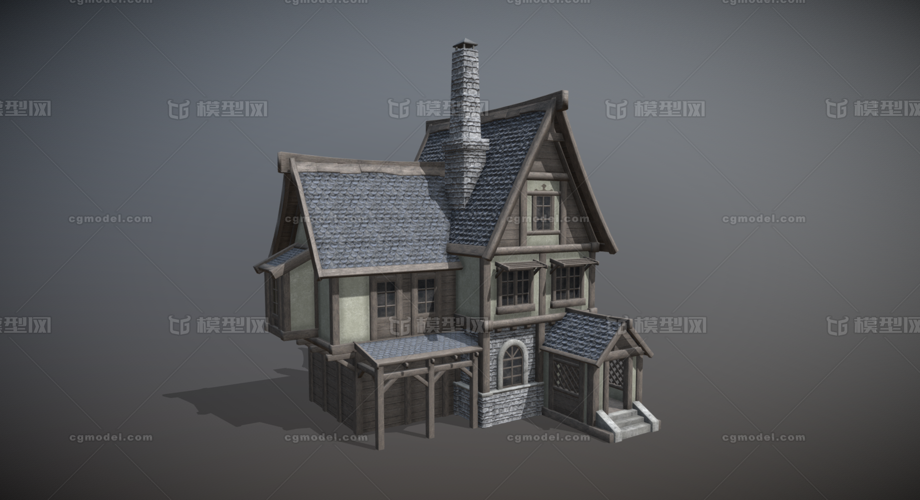 中世纪房子 村庄模型-私人住宅模型库-FBX(.fbx)模型下载-cg模型网