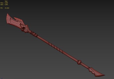 双刃矛 长矛模型-冷兵器模型库-FBX(.fbx)模型下载-cg模型网