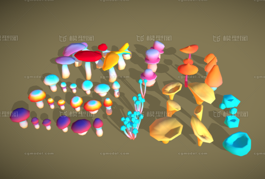 蘑菇 灵芝模型-水果蔬菜模型库-Blender(.blend)模型下载-cg模型网