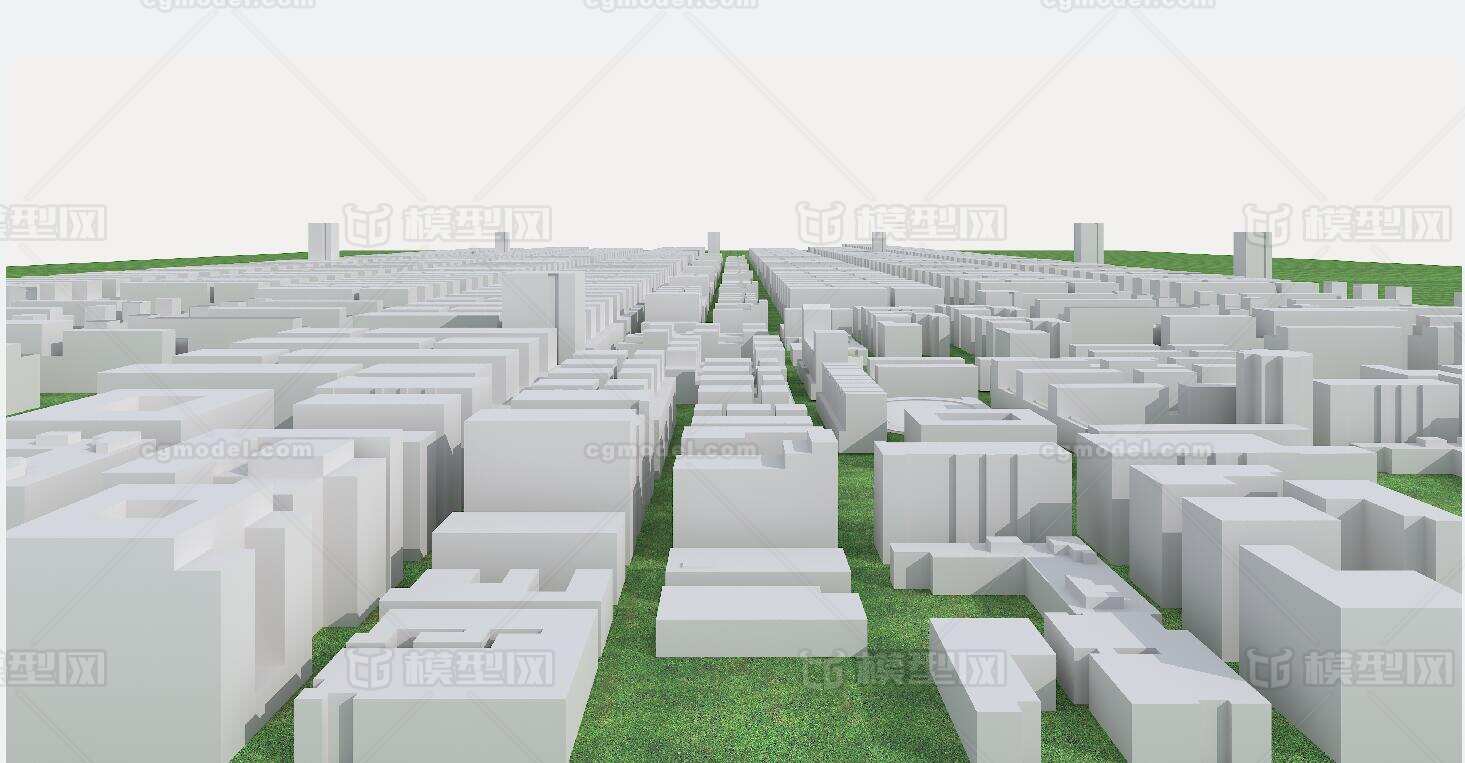 白模建筑群模型-自然场景模型库-3ds Max(.max)模型下载-cg模型网