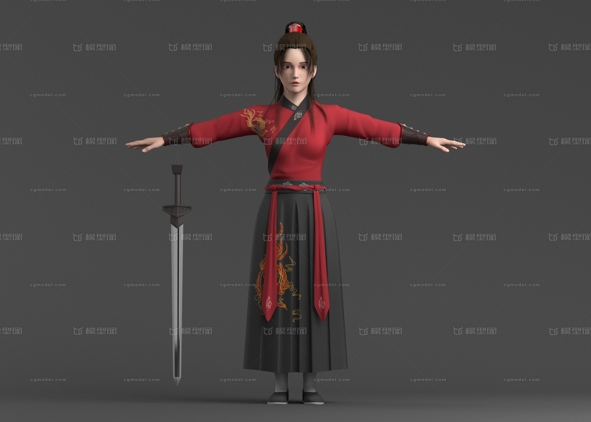 古代女侠女人剑客模型模型-女人模型库-Maya(.ma/.mb)模型下载-cg模型网