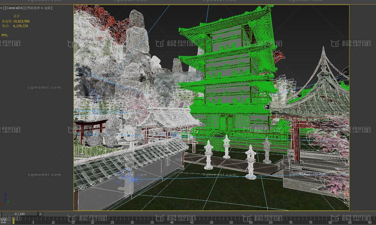 日本古建山庄花园3dmax模型 fbx模型-古代场景模型库-FBX(.fbx)模型下载-cg模型网
