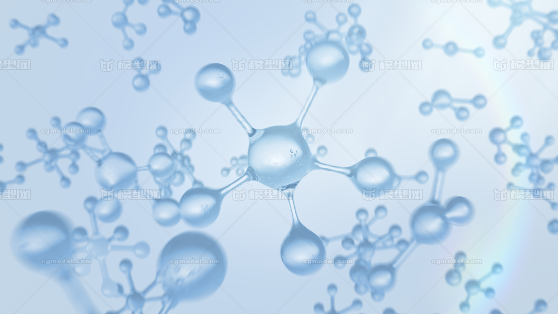 C4D美妆水分子补水分子结构精华02模型-广告场景模型库-Cinema 4D(.c4d)模型下载-cg模型网