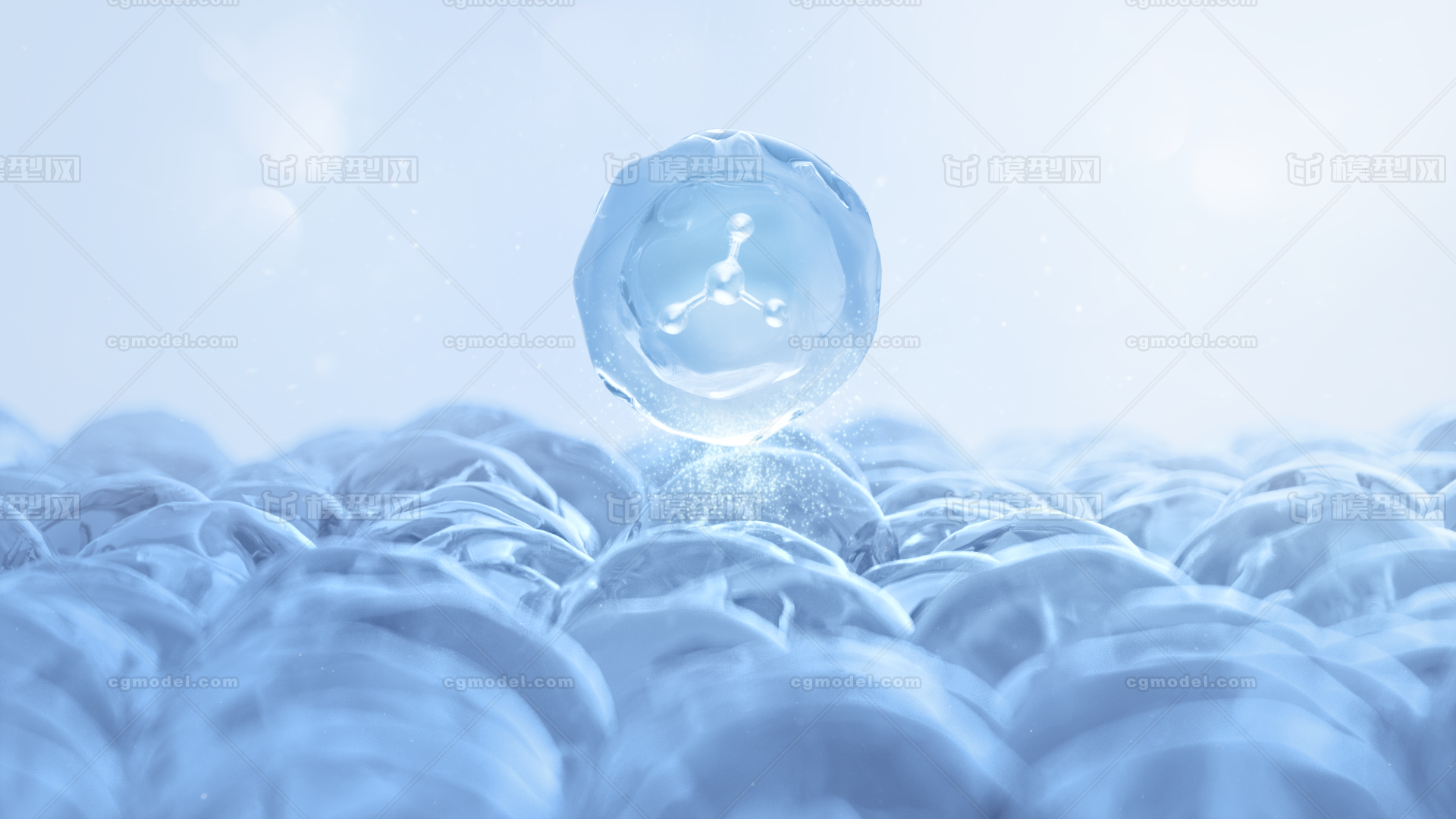 C4D水分子补水分子结构精华胶原蛋白04模型-广告场景模型库-Cinema 4D(.c4d)模型下载-cg模型网