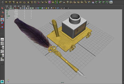 笔台 羽毛笔模型-其他模型库-FBX(.fbx)模型下载-cg模型网