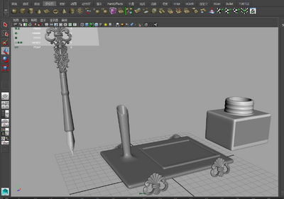 笔台 羽毛笔模型-其他模型库-FBX(.fbx)模型下载-cg模型网
