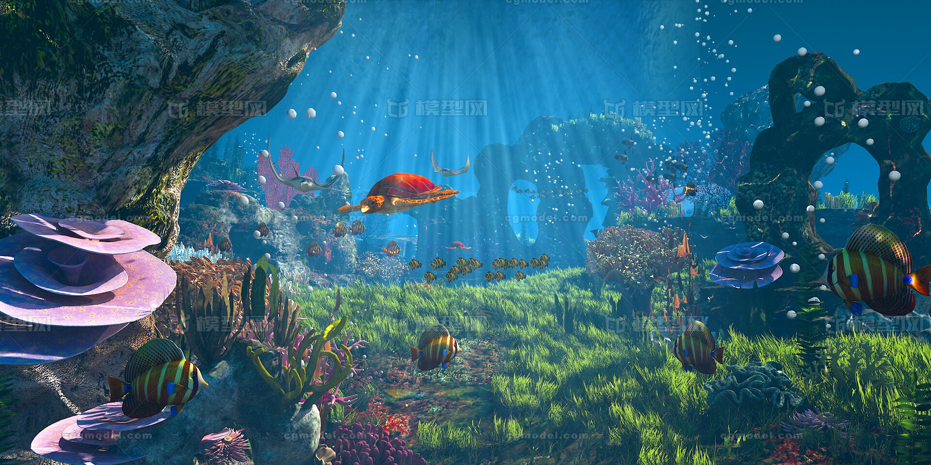 海底 海底世界 海底鱼群 珊瑚礁模型-自然场景模型库-3ds Max(.max)模型下载-cg模型网