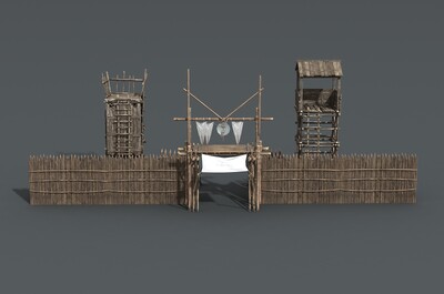 卡通 古代寨门模型-场景部件模型库-FBX(.fbx)模型下载-cg模型网
